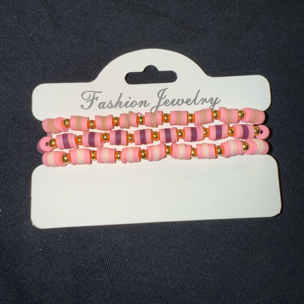 🐠 Chic Pink and Purple Beaded Bracelet Set